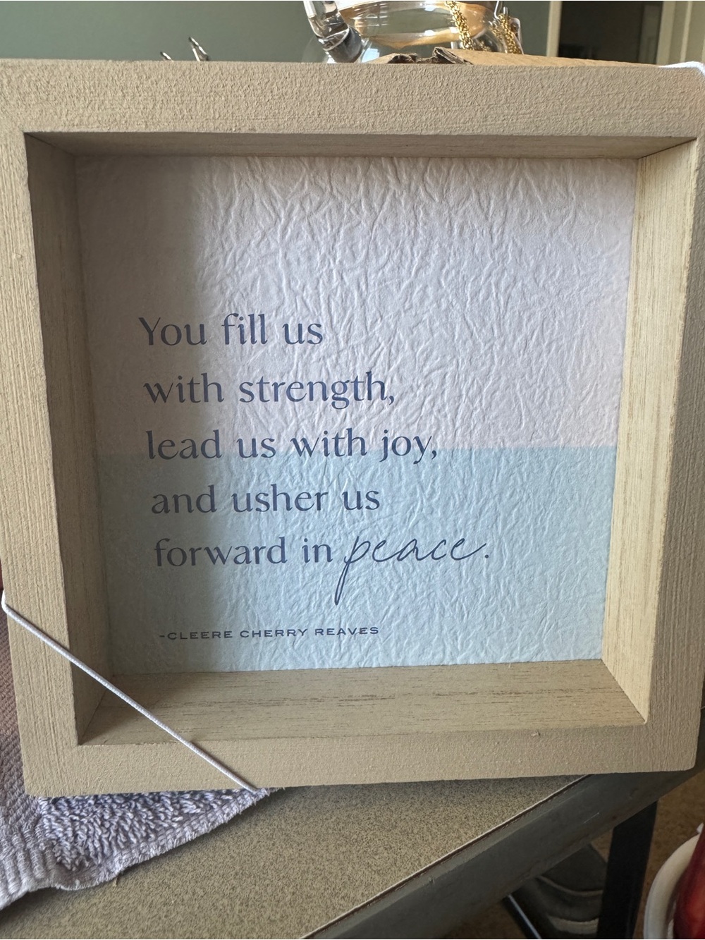 Inspirational Framed Wall Art in Pastel Blue and Cream